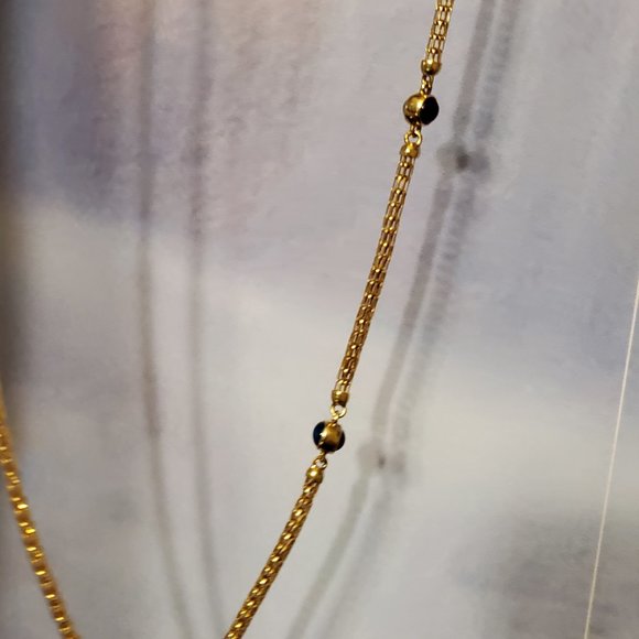 14K  YELLOW  GOLD  AMETHYST  &  TOPAZ  NECKLACE. - Picture 11 of 12